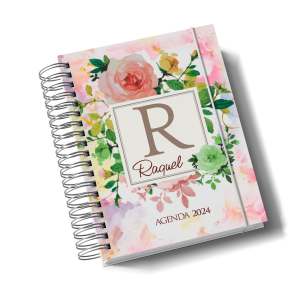 Agenda 2025 Alfabeto Floral mod 6 Capa Dura - Miolo sulfite 75g 15x21 4x0  Capa dura, Laminação fosca, brilho ou holografica frente, Wire-o branco 