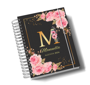 Agenda 2024 Alfabeto Floral mod 8 Capa Dura - Miolo sulfite 75g 15x21 4x0  Capa dura, Laminação fosca, brilho ou holografica frente, Wire-o branco 