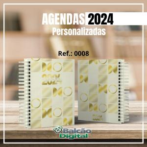 Agenda 2024 Personalizada Modelos Capa Dura - Miolo sulfite 75g 15x21 4x0  Capa dura, Laminação fosca, brilho ou holografica frente, Wire-o branco 