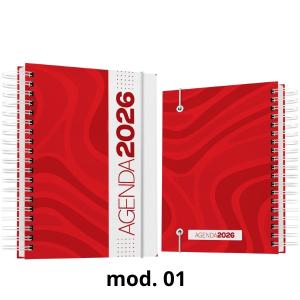 Agenda Diaria 2026 Capa Dura - Miolo sulfite 75g 15x21 4x0  Capa dura, Laminação fosca, brilho ou holografica frente, Wire-o branco 