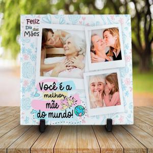 Azulejo Dia das Mães Melhor Mãe do Mundo Azulejo Branco 15X15cm e 20x20cm Colorido Sublimação  