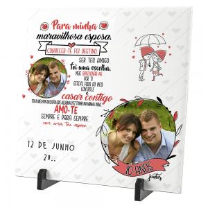 Azulejo Personalizado Maravilhosa Esposa - mod. 02ld Azulejo Branco 15x15cm e 20x20cm Colorido Sublimação  