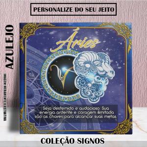 Azulejo Personalizado Signo Áries Azulejo Branco 15x15 e 20x20 Colorido Sublimação  