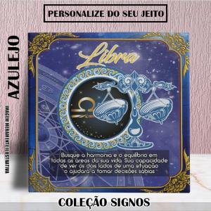 Azulejo Personalizado Signo Libra Azulejo Branco 15x15 e 20x20 Colorido Sublimação  