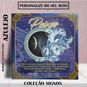 Azulejo Personalizado Signo Peixes Azulejo Branco 15x15 e 20x20 Colorido Sublimação  