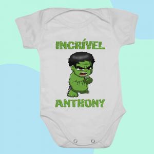 Body Bebê Personalizado Hulk POLIÉSTER GRAMATURA 255 COM ELASTANO Manga Curta e Sem Perna  Sublimação  