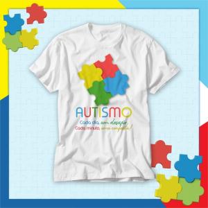 Camiseta Autismo Cada Dia Um Desafio - mod A10 Tecido 100% Poliéster - Anti-pilling Estampa Colorida A3  Sublimação  