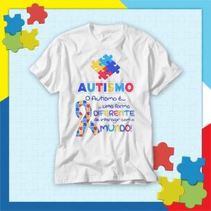 Camiseta Autismo - Forma Diferente - mod A14 Tecido 100% Poliéster - Anti-pilling Estampa Colorida A3  Sublimação  