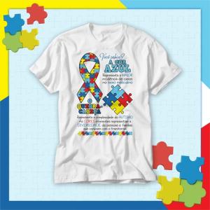 Camiseta Autismo - Quebra Cabeça - mod A05 Tecido 100% Poliéster - Anti-pilling Estampa Colorida A3  Sublimação  