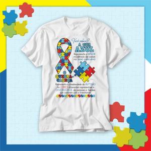 Camiseta Autismo - Quebra Cabeça - mod A05 Tecido 100% Poliéster - Anti-pilling Estampa Colorida A3  Sublimação  