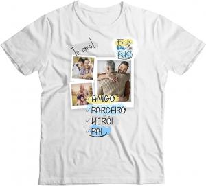 Camiseta Personalizada Dia dos  Pais com Foto mod 07AD Tecido 100% Poliéster Estampa Colorida A4 e A3  Sublimação  