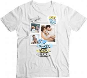 Camiseta Personalizada Dia dos  Pais com Foto mod 08AD Tecido 100% Poliéster Estampa Colorida A4 e A3  Sublimação  