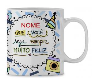 Caneca  Personalizada Aniversário - mod. PD03 Caneca Porcelana 96x200 Branca Sublimação  