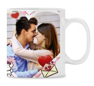 Caneca  Personalizada Dia dos Namorados com foto - mod LD03 Caneca Porcelana 96x205 Branca Sublimação  Produção 02 dias úteis