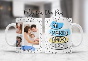 Caneca Personalizada Dia dos Pais Foto - mod. AD08 Caneca Porcelana 95,5x200 Branca Sublimação  