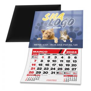 IMÃ DE GELADEIRA COM CALENDARIO Couchê 250g  4x0 Verniz UV Total Frente Corte reto 