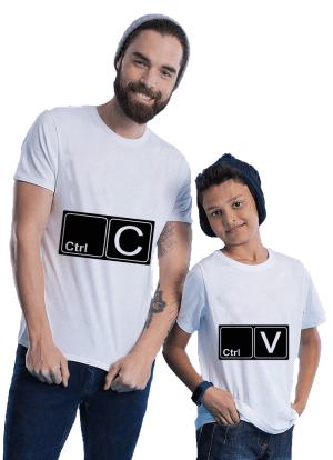 Kit Camiseta Pai e Filho - Ctrl C Ctrl V - mod 04SC